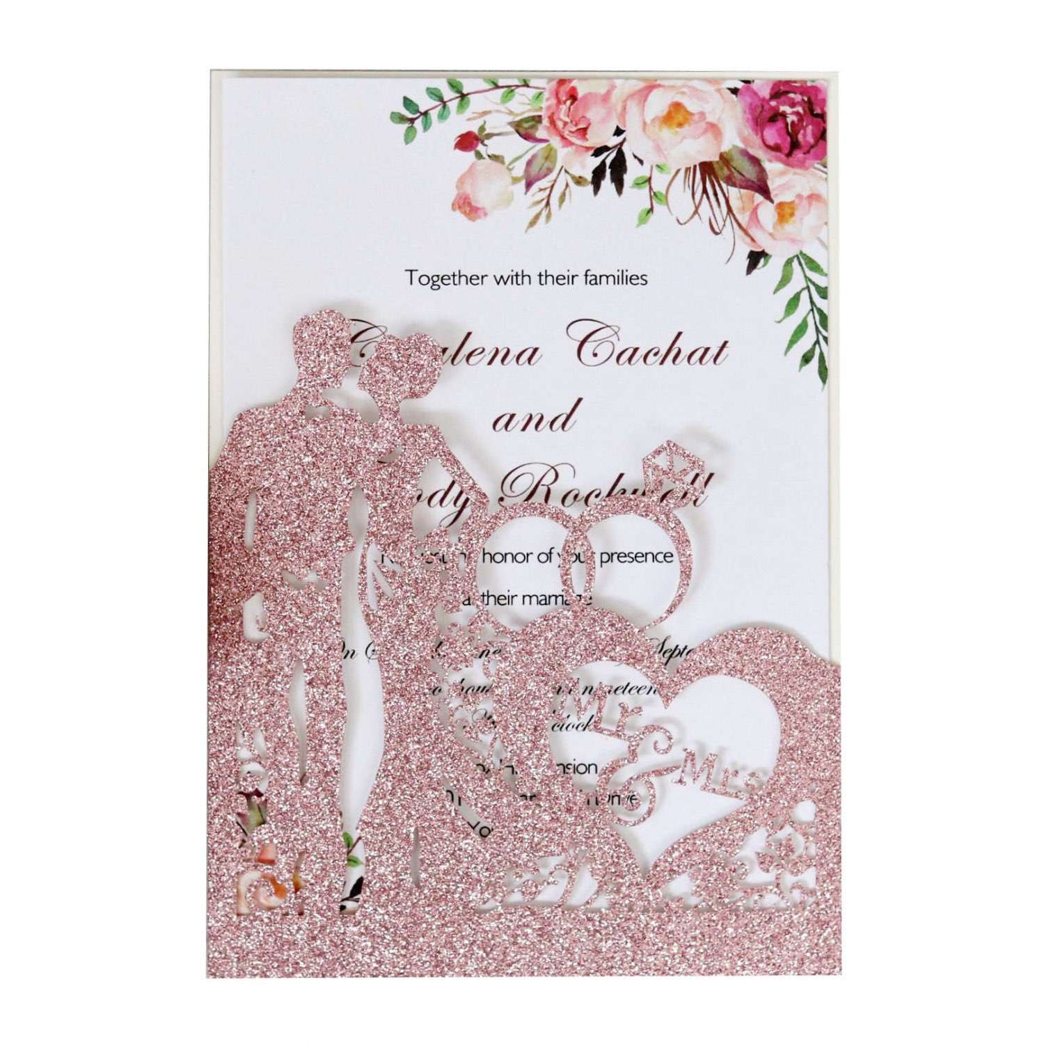 Wholesale Glitter Paper Invitation Card Heart-shaped Card